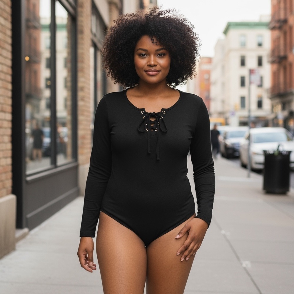 Black Front Lace Bodysuit
New